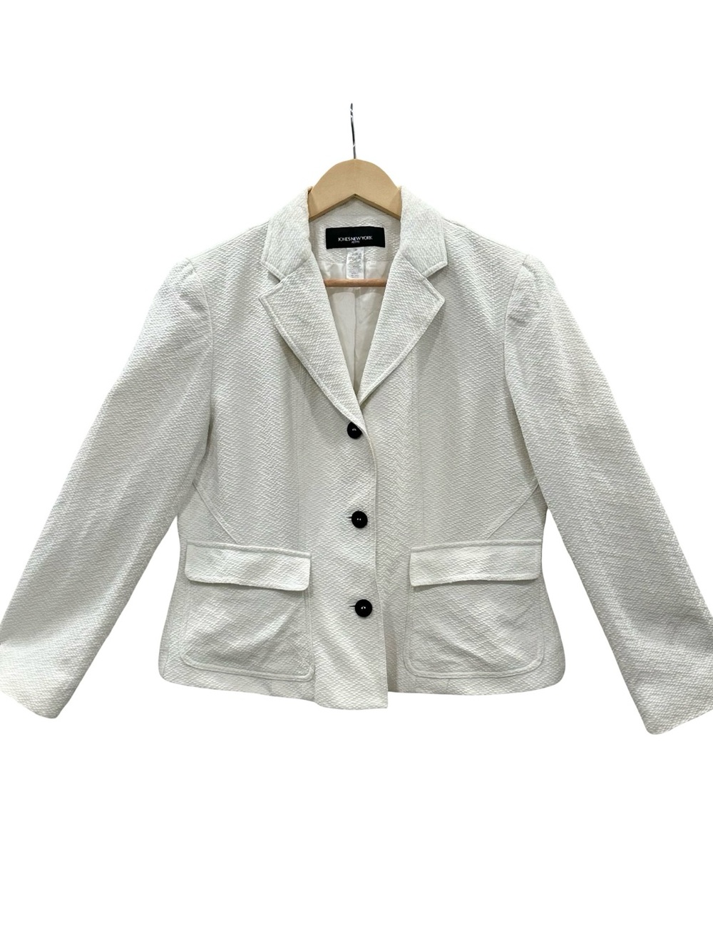 Vintage Jones New York Ivory White Textured Blazer Jacket 14P Career Classic - Picture 2 of 9